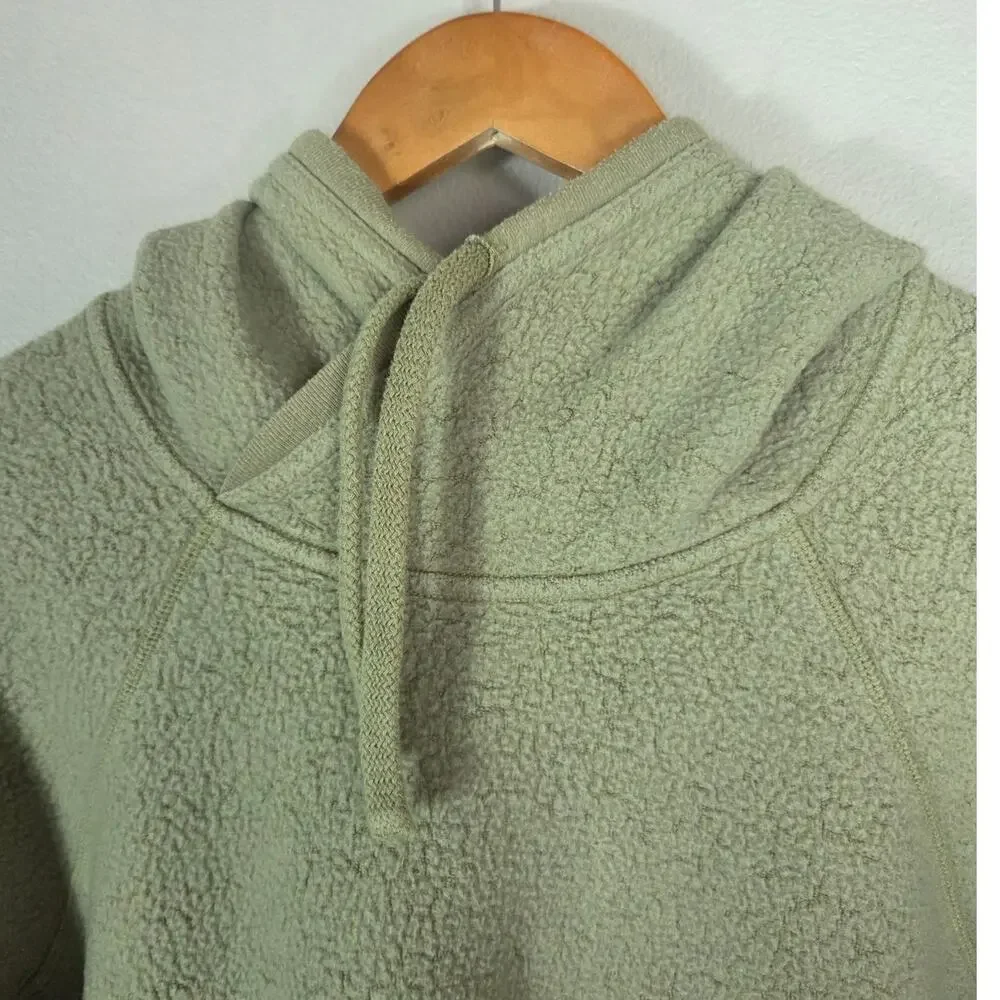 ALO Yoga Triumph Woman's Green Fuzzy Pullover Hoodie Sweatshirt Size XL